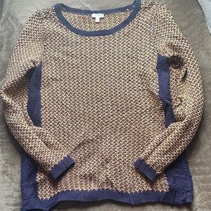 Talbots Navy and Tan Crew Neck Sweater
